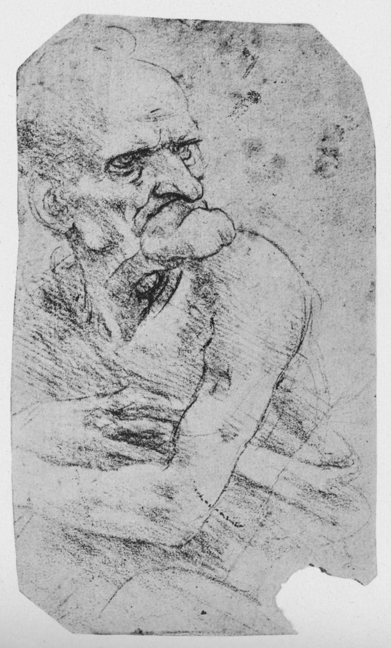 Half-Length Caricature of an Old Man with a Prominent Chin, c1480 1945 by Leonardo da Vinci