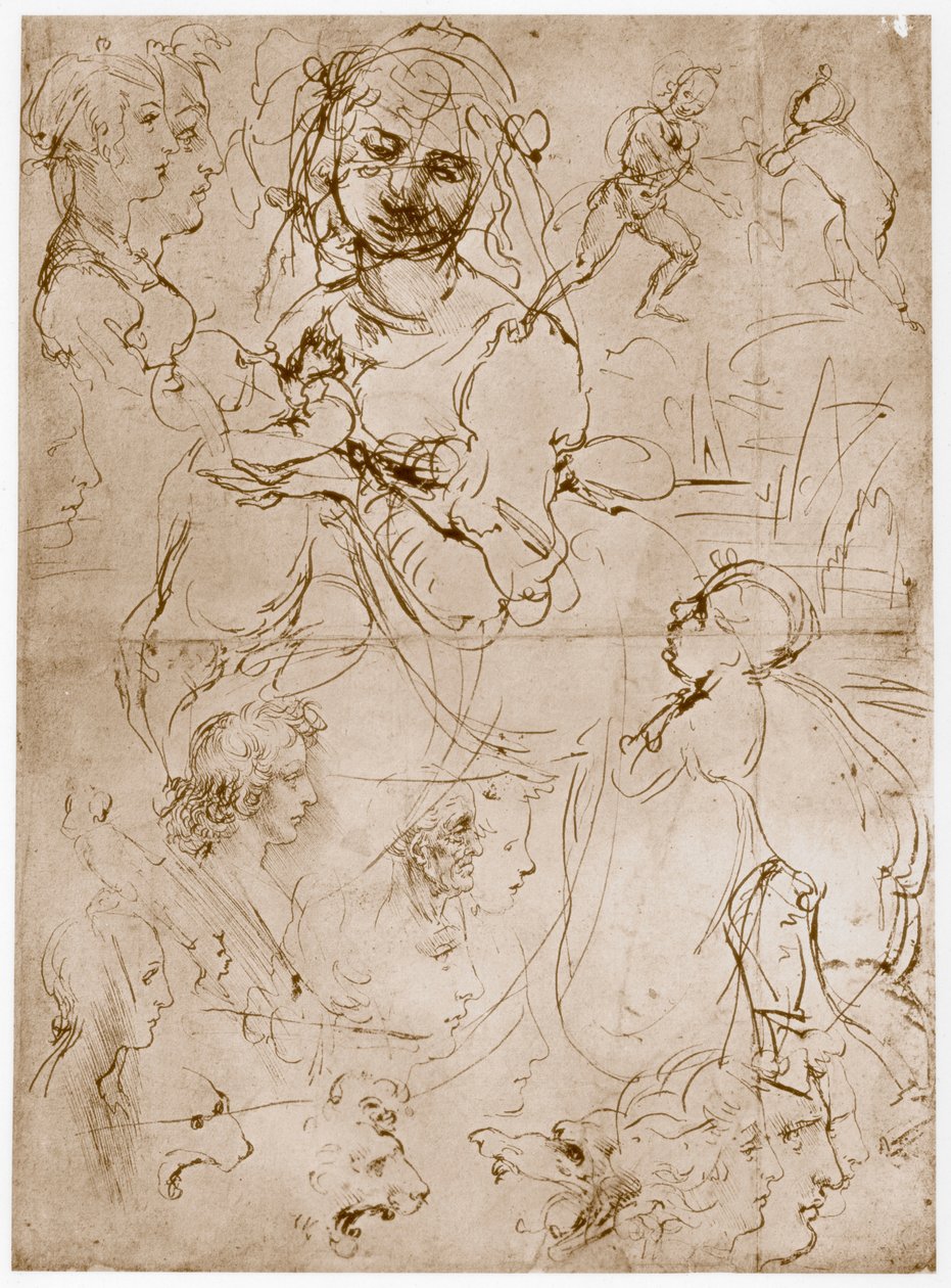 Kneeling Madonna with the Child and St. John by Leonardo da Vinci