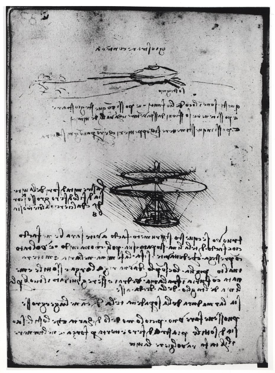 Paris Manuscript B, fol. 83v: Page of text and sketches for a flying machine, 1488-90 by Leonardo da Vinci