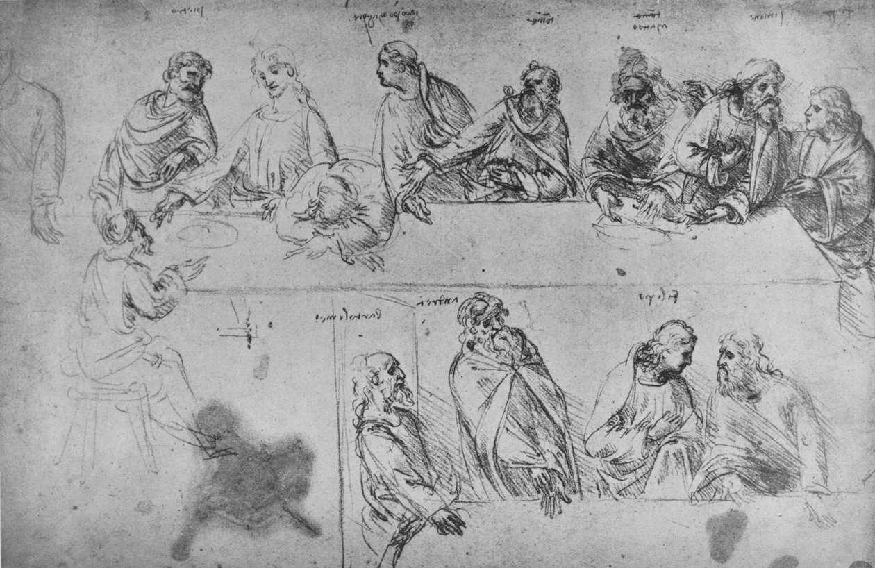Studies for the Last Supper, c1480 by Leonardo da Vinci