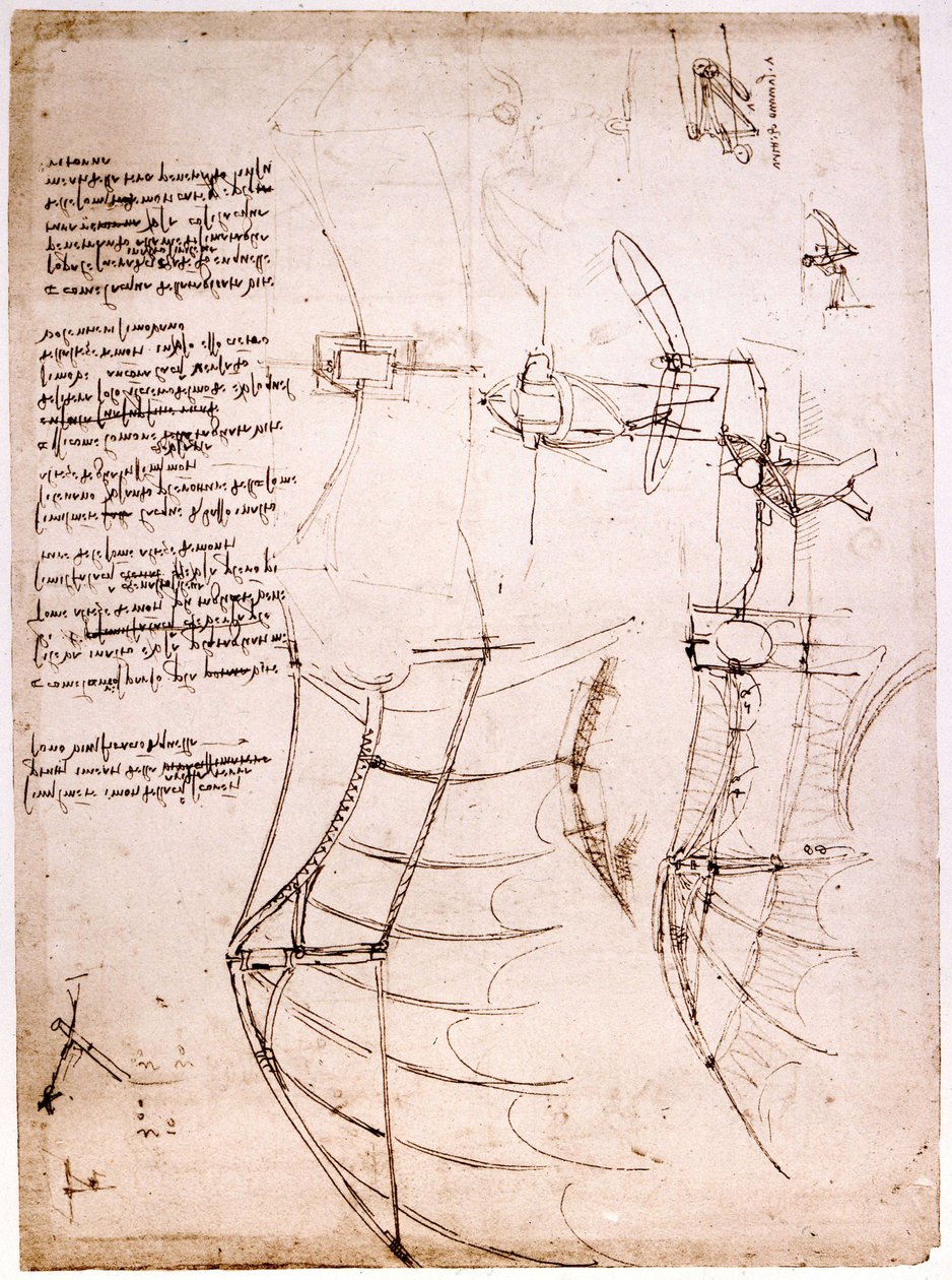 Study on wings. Codex Atlantic by Leonardo da Vinci
