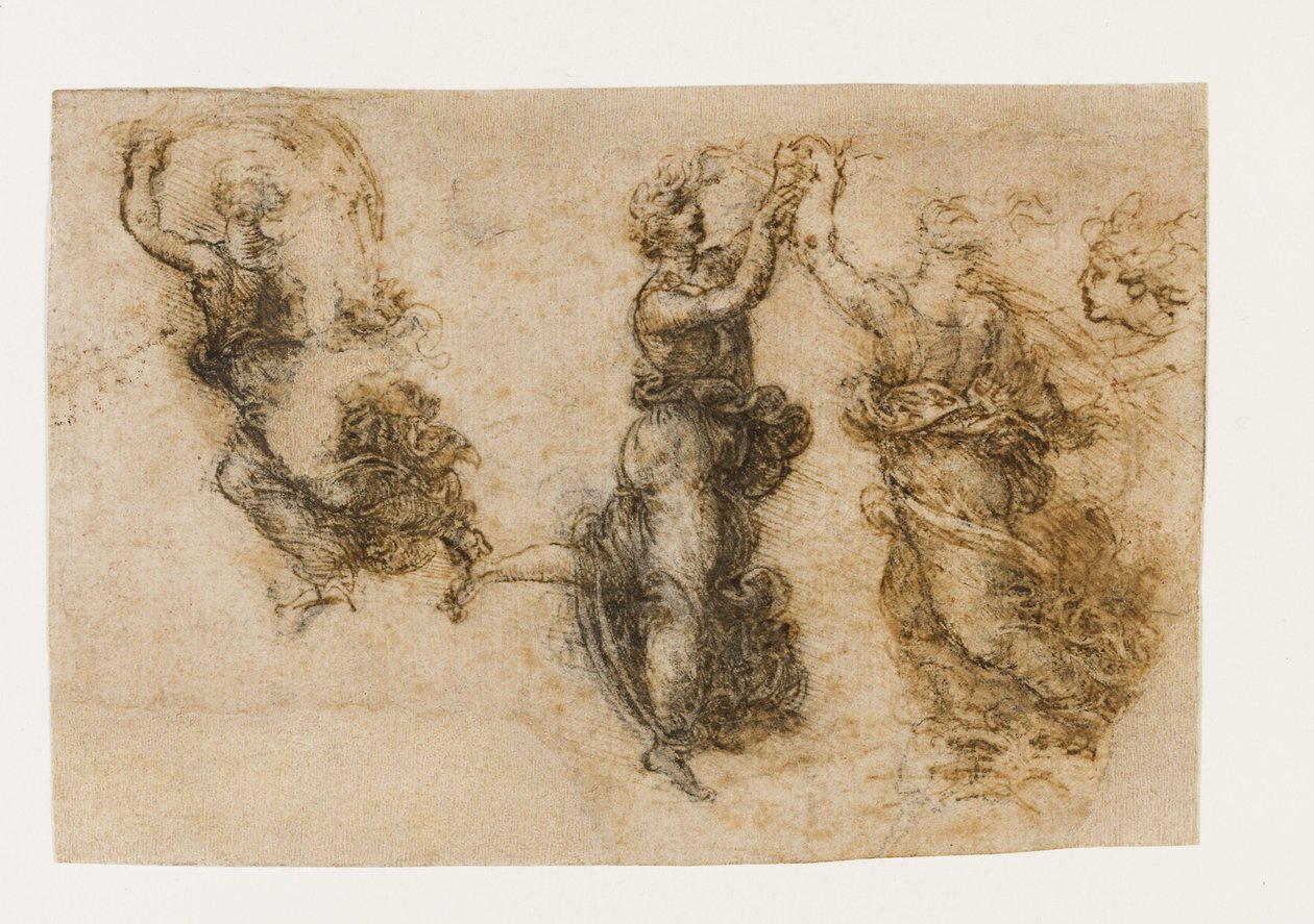 Three dancing female figures, 1517-1518 by Leonardo da Vinci