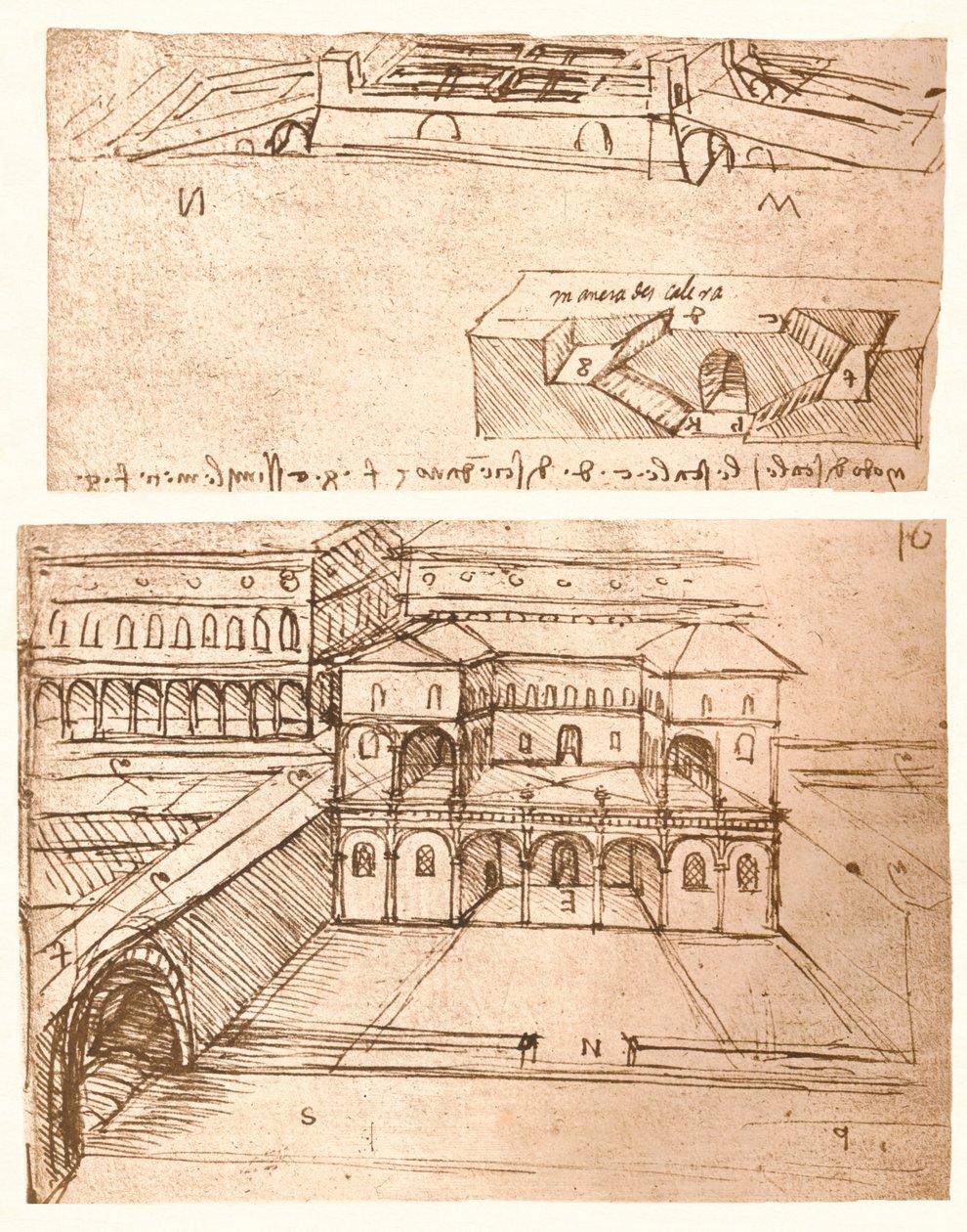 Two Drawings of Plans for Towns, c. 1472-c. 1519, 1883 by Leonardo da Vinci