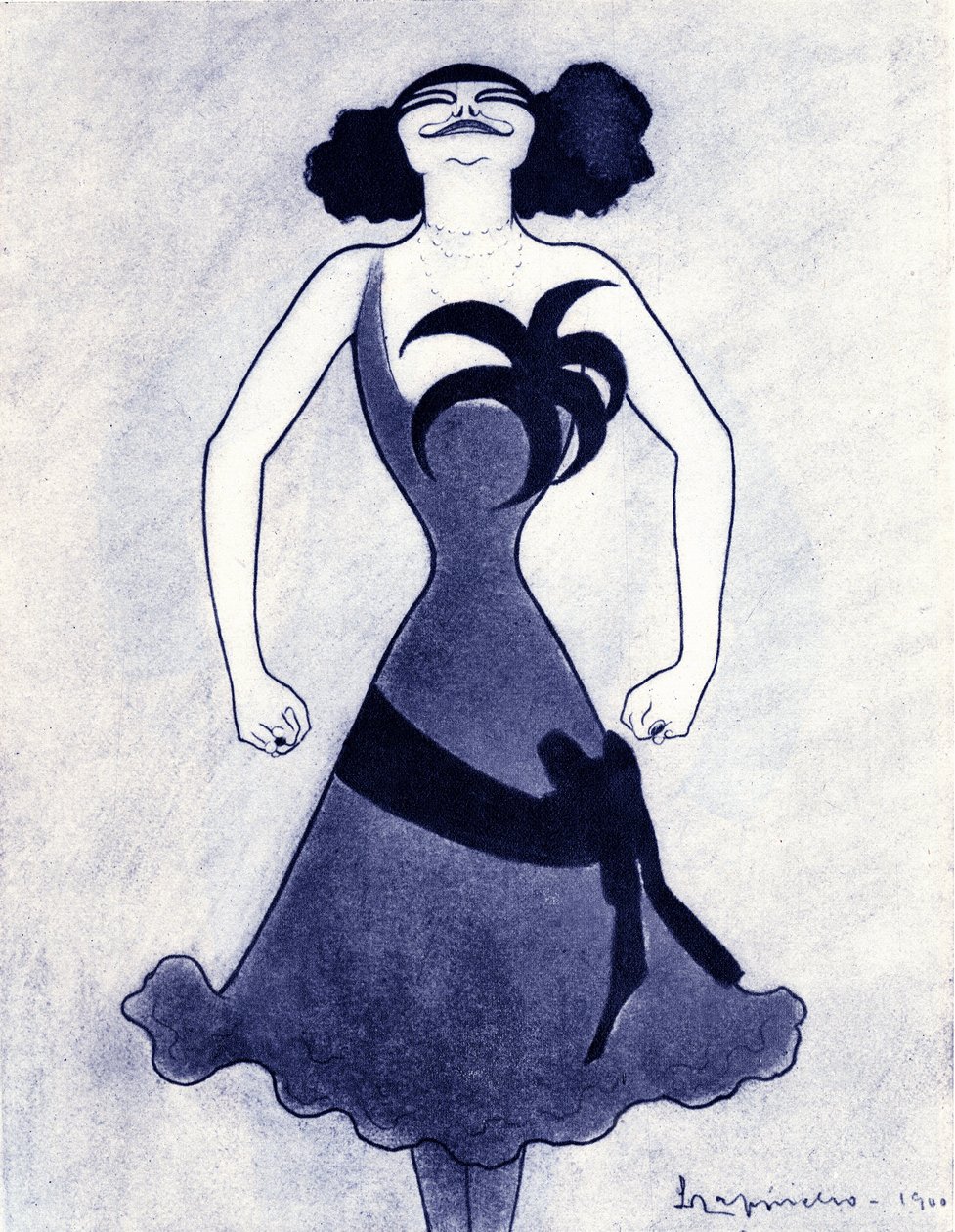 Cartoon of the Polar Comedian and Singer Emilie Marie Bouchaud by Leonetto Cappiello