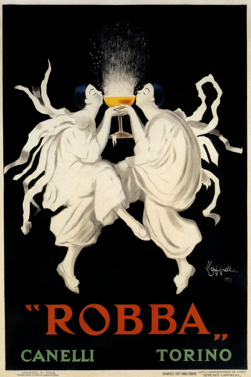 Poster Advertising Spumante Robba Canelli, Turin, Italy, 1921 by Leonetto Cappiello