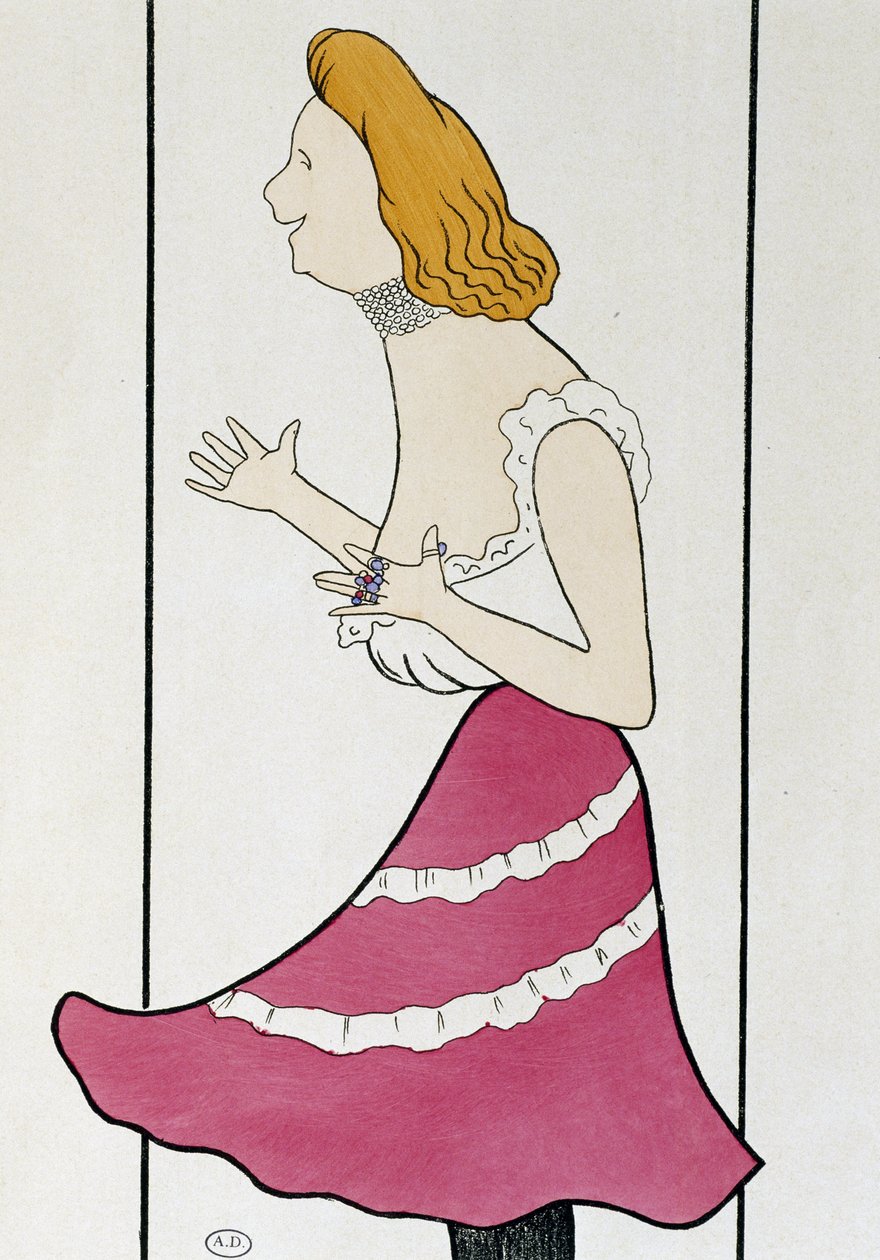The Actress Mademoiselle Cassive in La Dame de Chez Maxim, by Georges Feydeau, Caricature 1899 by Leonetto Cappiello