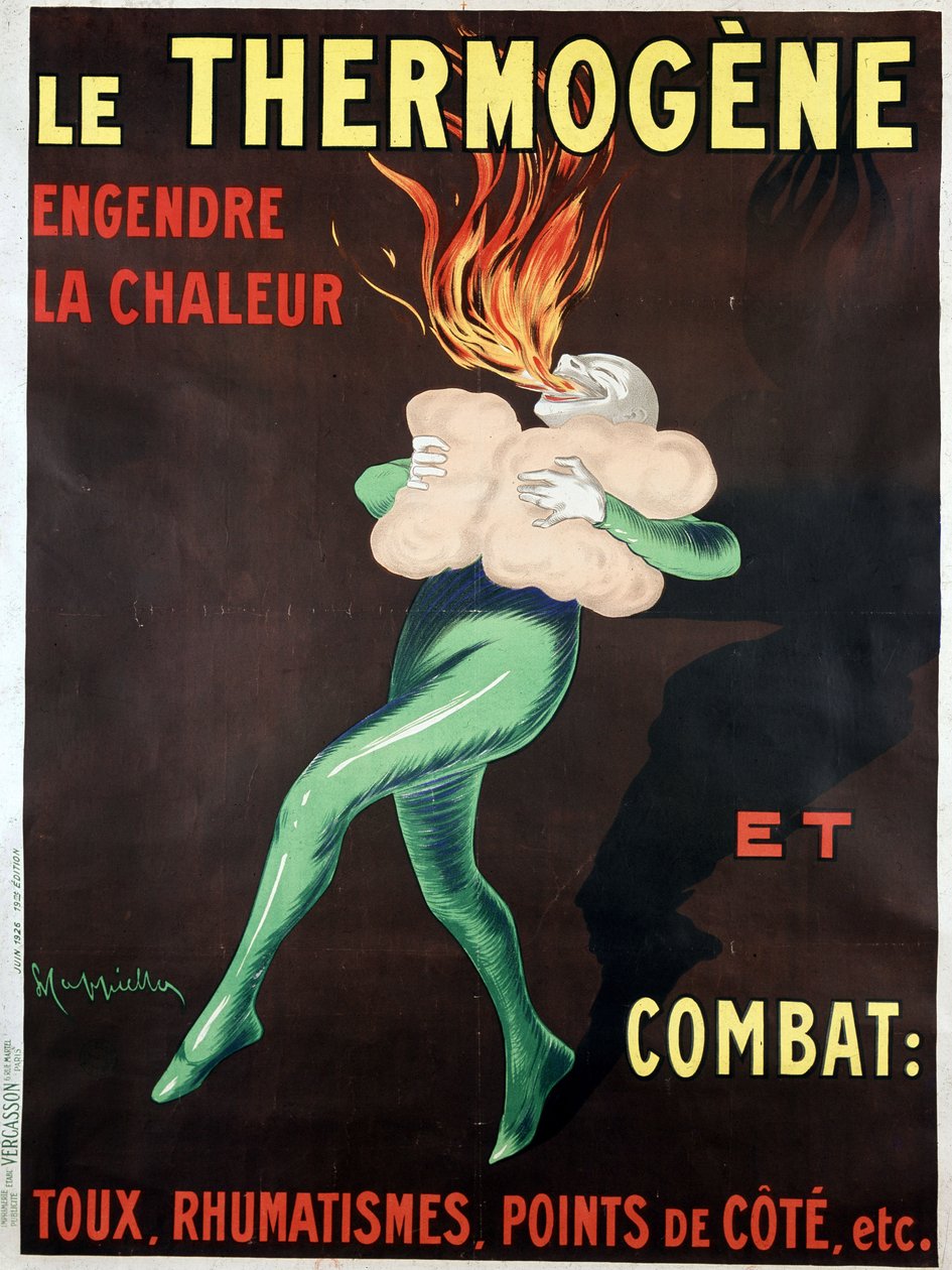 The Thermogen Generates Heat and Fights Cough, Rheumatism, Side Points etc: Poster by Leonetto Cappiello by Leonetto Cappiello