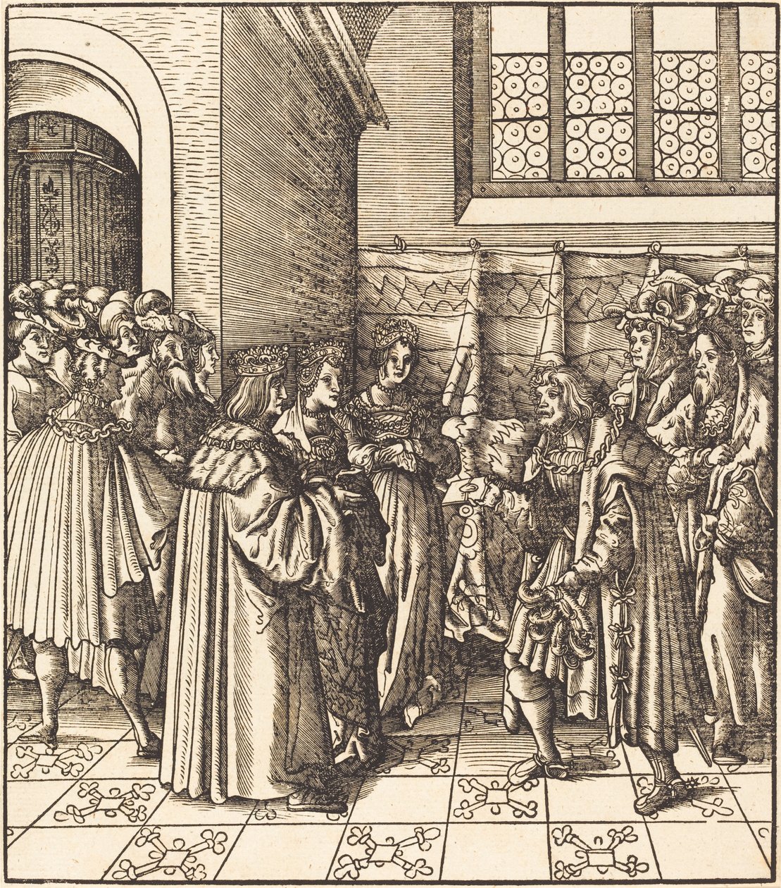A Legation before a King, near Him Two Women Standing by Leonhard Beck