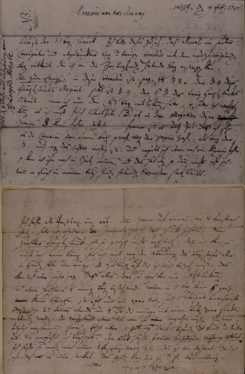 Letter from Leopold Mozart Informing J.J. Lotter of the Birth of His Son, Amadeus Mozart, 9th February 1756 by Leopold Mozart