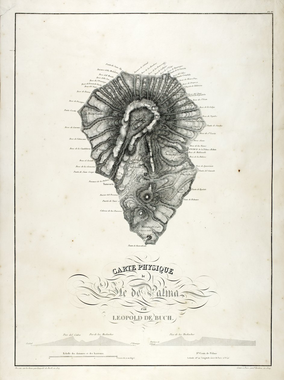 Physical Map of La Palma, 1814 by Leopold de Buch