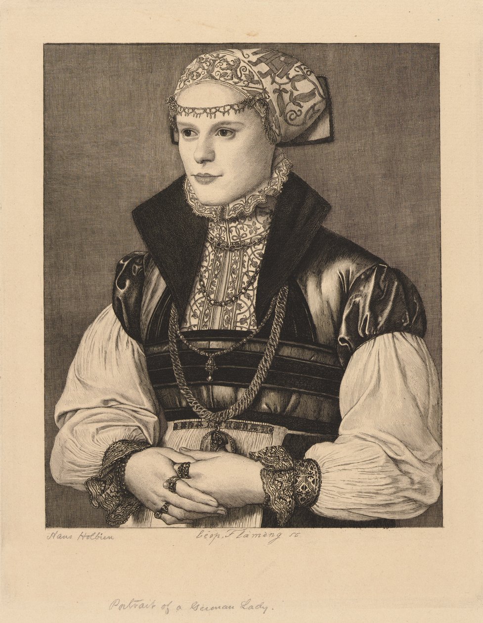 Portrait of a German Lady by Leopold Flameng