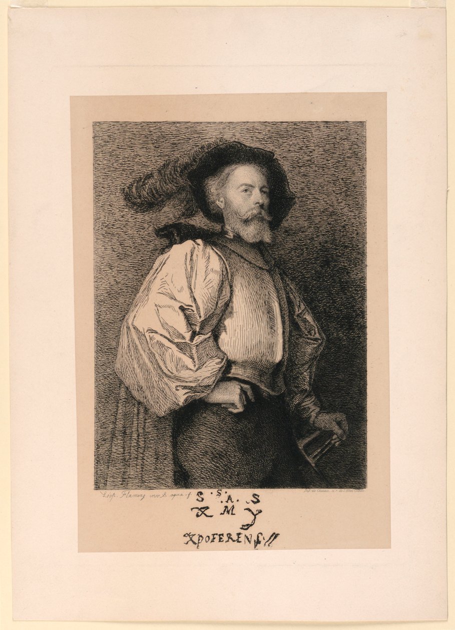 Self Portrait as a Cavalier by Leopold Flameng