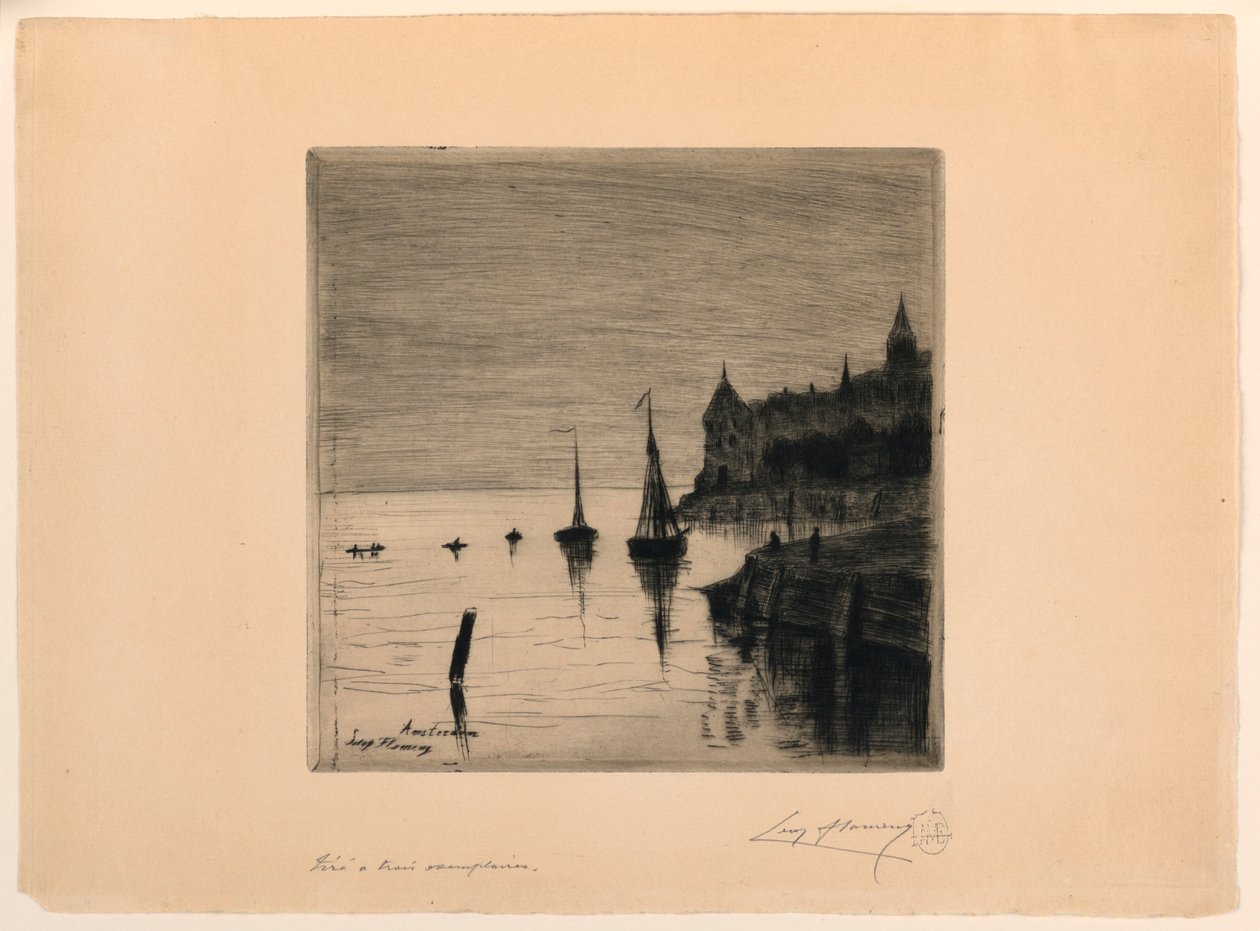 View of Amsterdam by Leopold Flameng