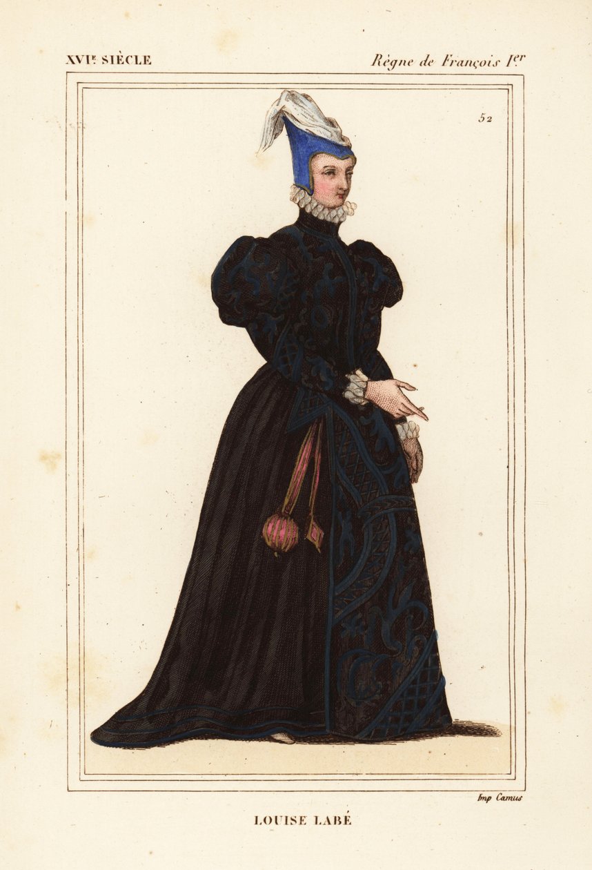 Louise Labe, La Belle Cordiere, French Poet 1526-1566. Musician, Equestrian, Archer, Fencer and Linguist by Leopold Massard