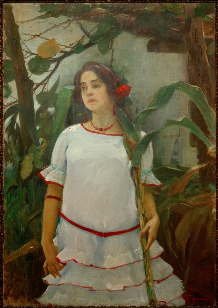 Portrait of a Girl with Sugar Cane by Leopoldo Romañach