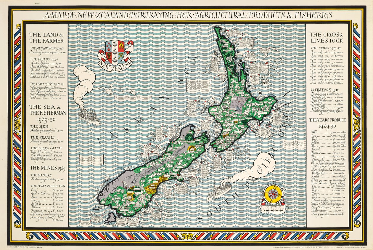 A Map of New Zealand by Leslie MacDonald Gill