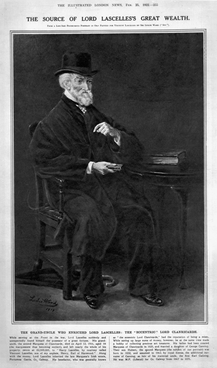 Hubert George de Burgh-Canning, 2nd Marquess of Clanricarde, 1919 by Leslie Matthew Ward