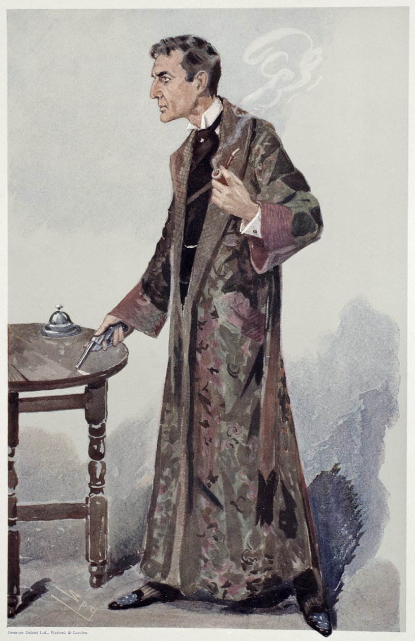 Sherlock Holmes, Cartoon from Vanity Fair of the Actor William Gillette by Leslie Matthew Ward