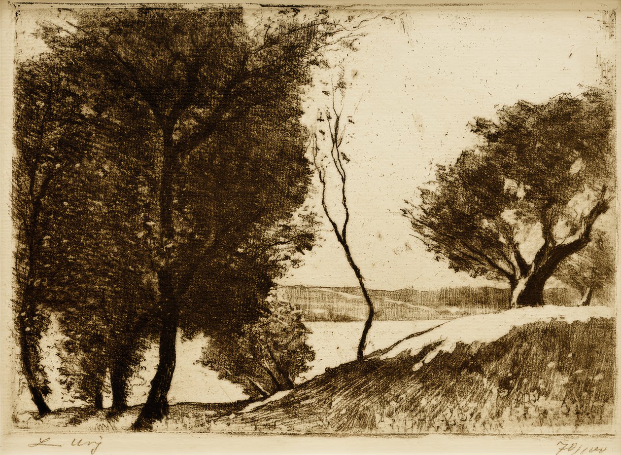 Tree-lined Shore at the Markish Lake by Lesser Ury