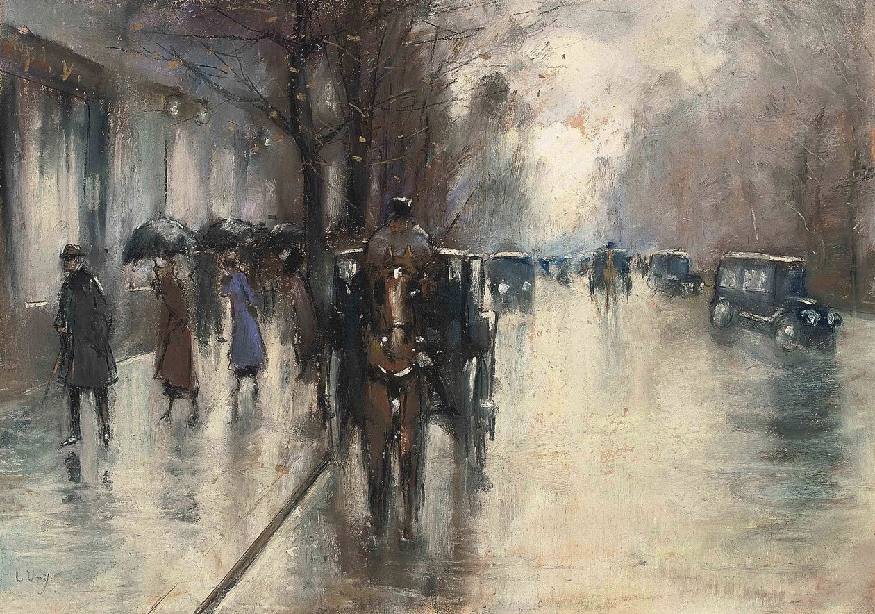 Under the Linden Trees in the Rain by Lesser Ury