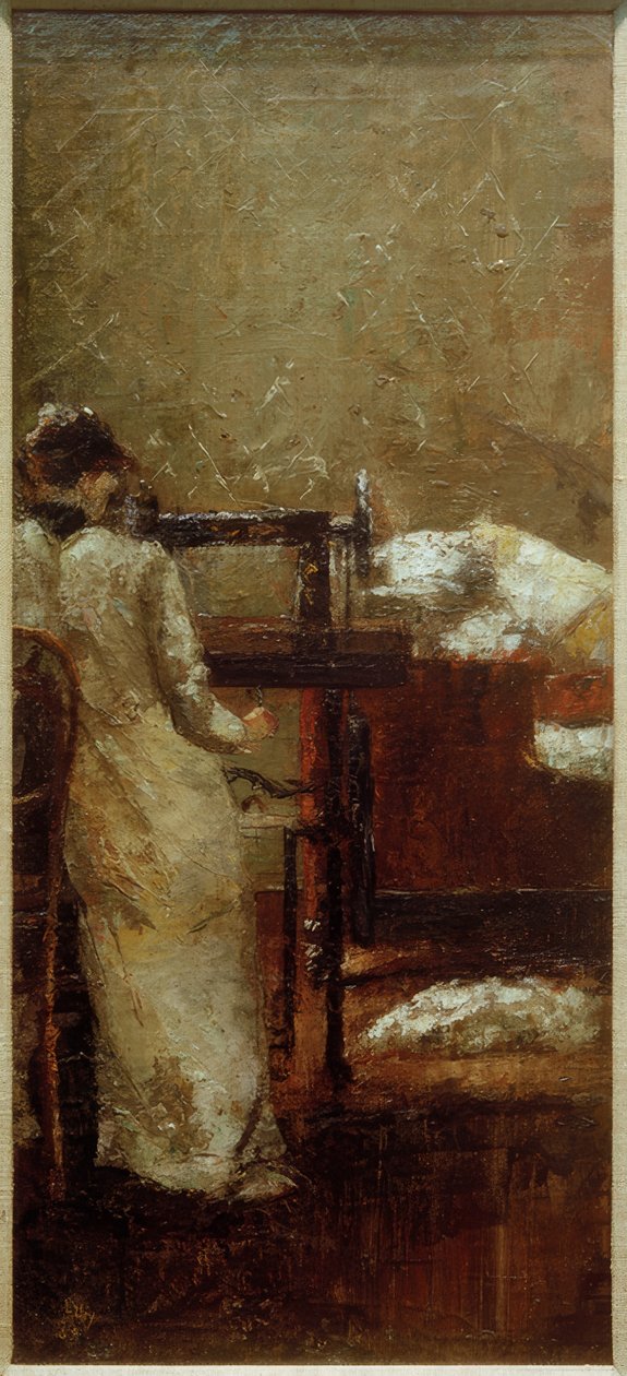 Woman at the Sewing Machine by Lesser Ury