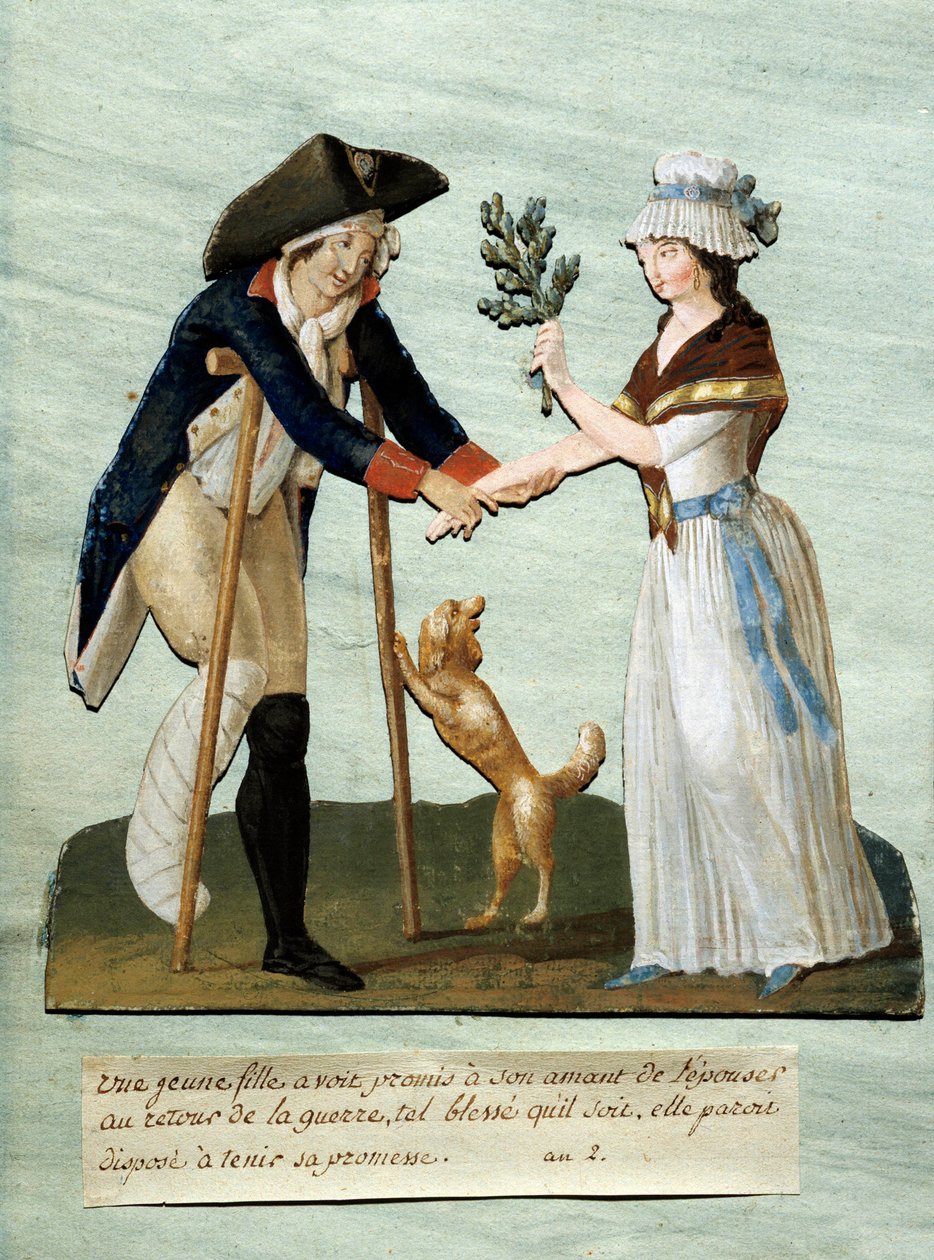 A Young Girl Finds Her Promised Wounds After the War and Keeps Her Promise to Marry Her by Lesueur Brothers