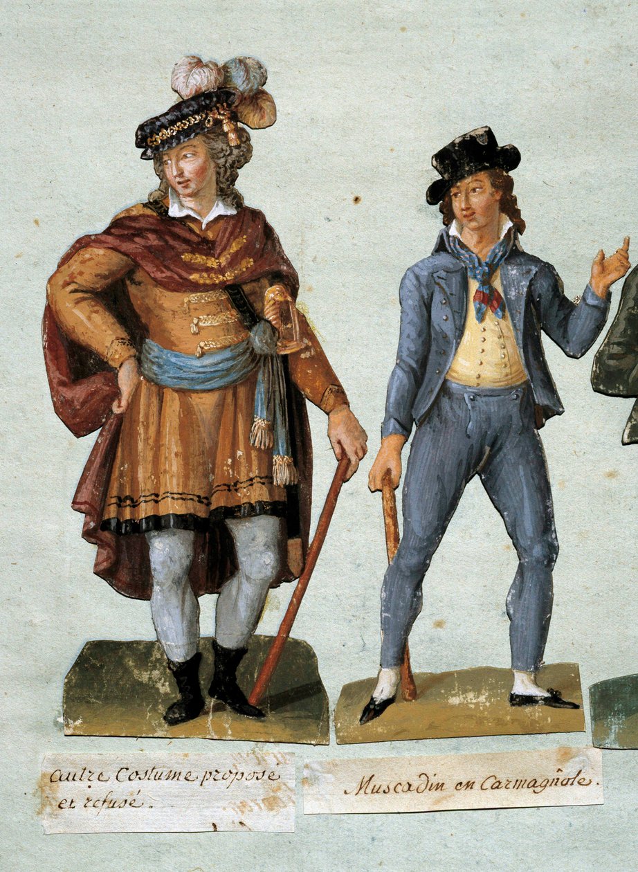 French Revolution: Costumes of Fanciful Royalist Dandies (Muscadin) by Lesueur Brothers