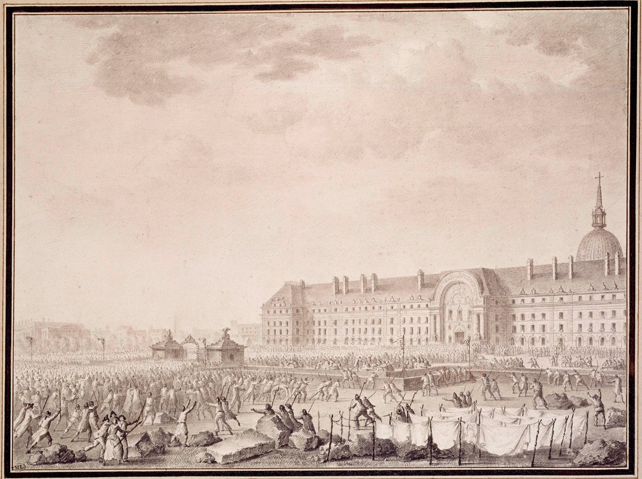 French revolution: taking up arms at the Invalides on 14 July 1789 by Lesueur Brothers