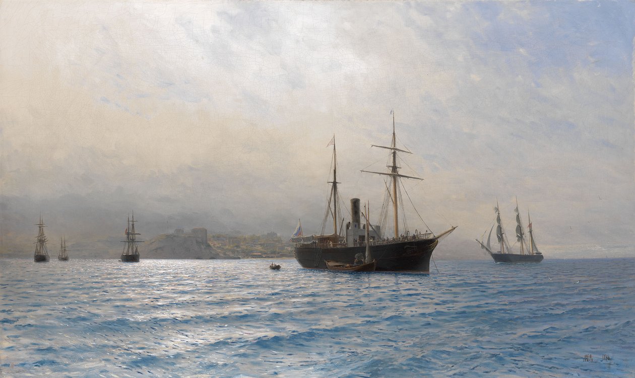 Russian Ship at the entrance to the Bosphorus strait, after the Russo-Turkish war of 1877-1878 by Lev Felixovich Lagorio