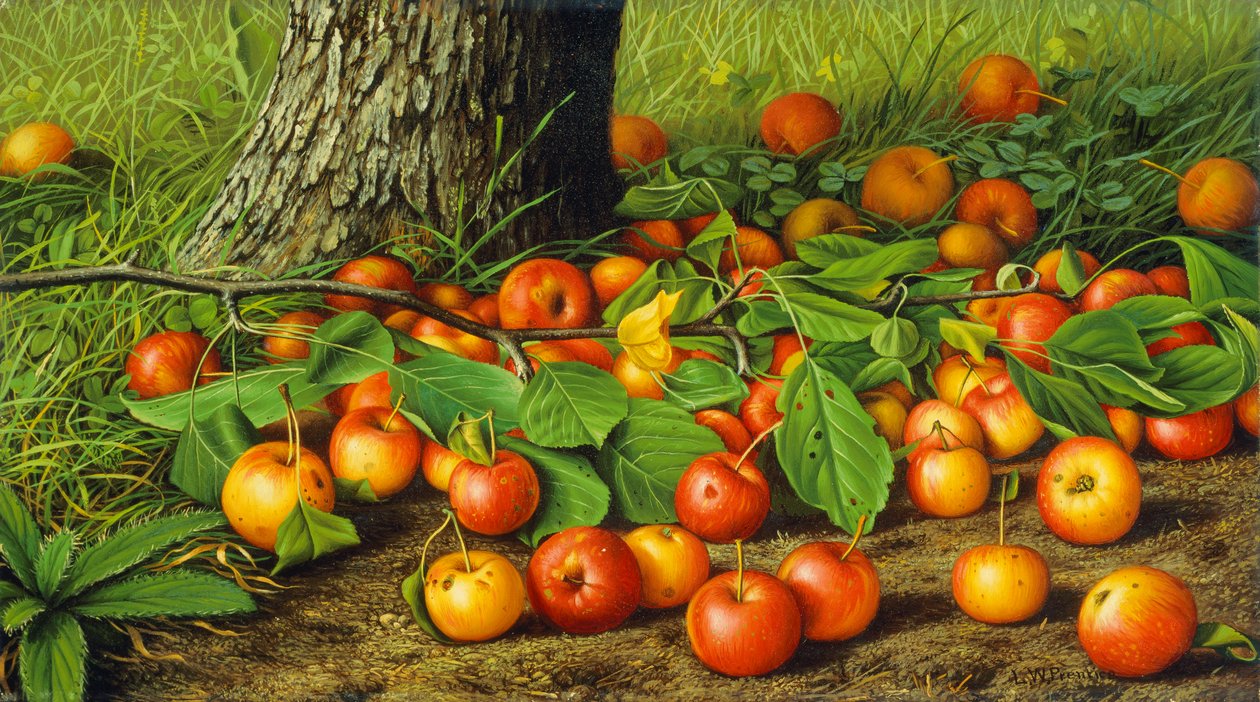 Still Life with Apples by a Tree by Levi Wells Prentice