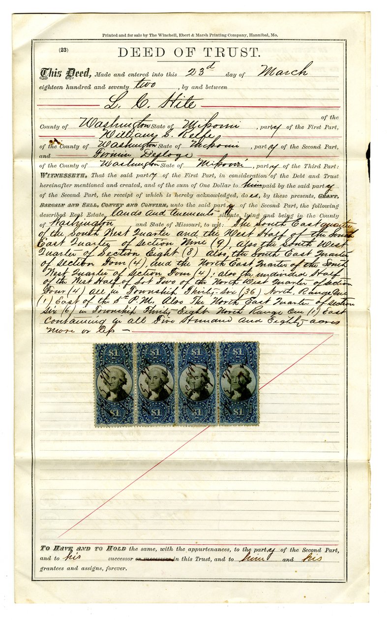 Loan Made by Firmin Desloge to L.C. (Lewis Cass) Hite by Lewis Cass Hite