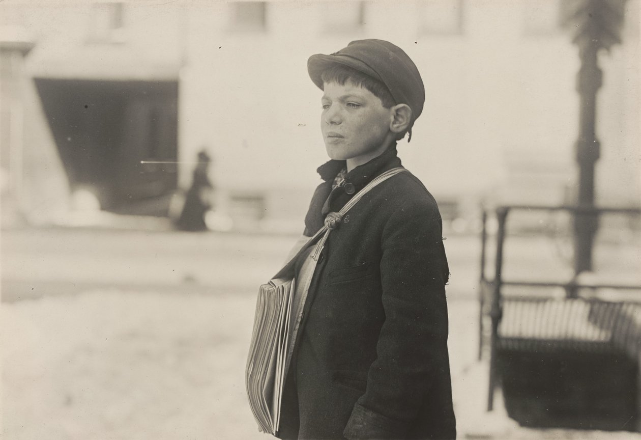 Tony Casale, "Bologna," 11 years old been selling newspapers for 4 years, Hartford, Connecticut, March 1909 by Lewis Hine