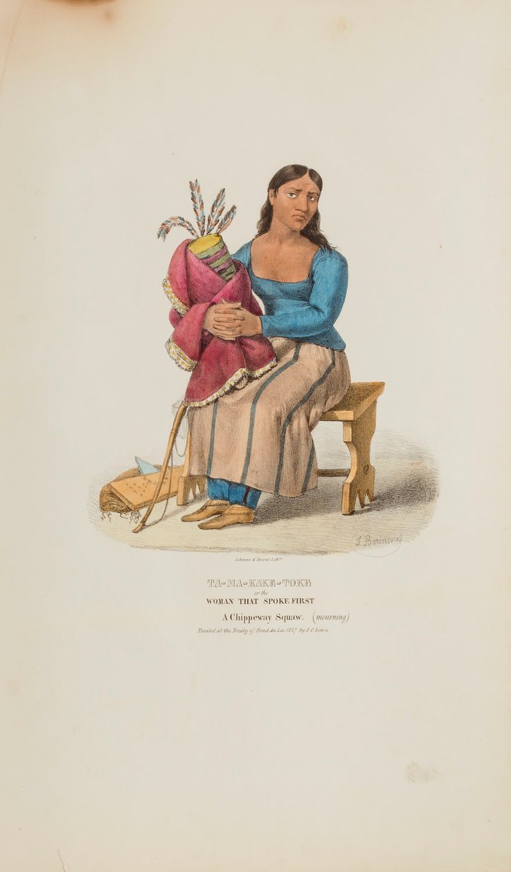 TA-MA-KAKE-TOKE or the Woman that Spoke First; A Chippeway Woman (mourning), from The Aboriginal Portfolio by Lewis, James Otto