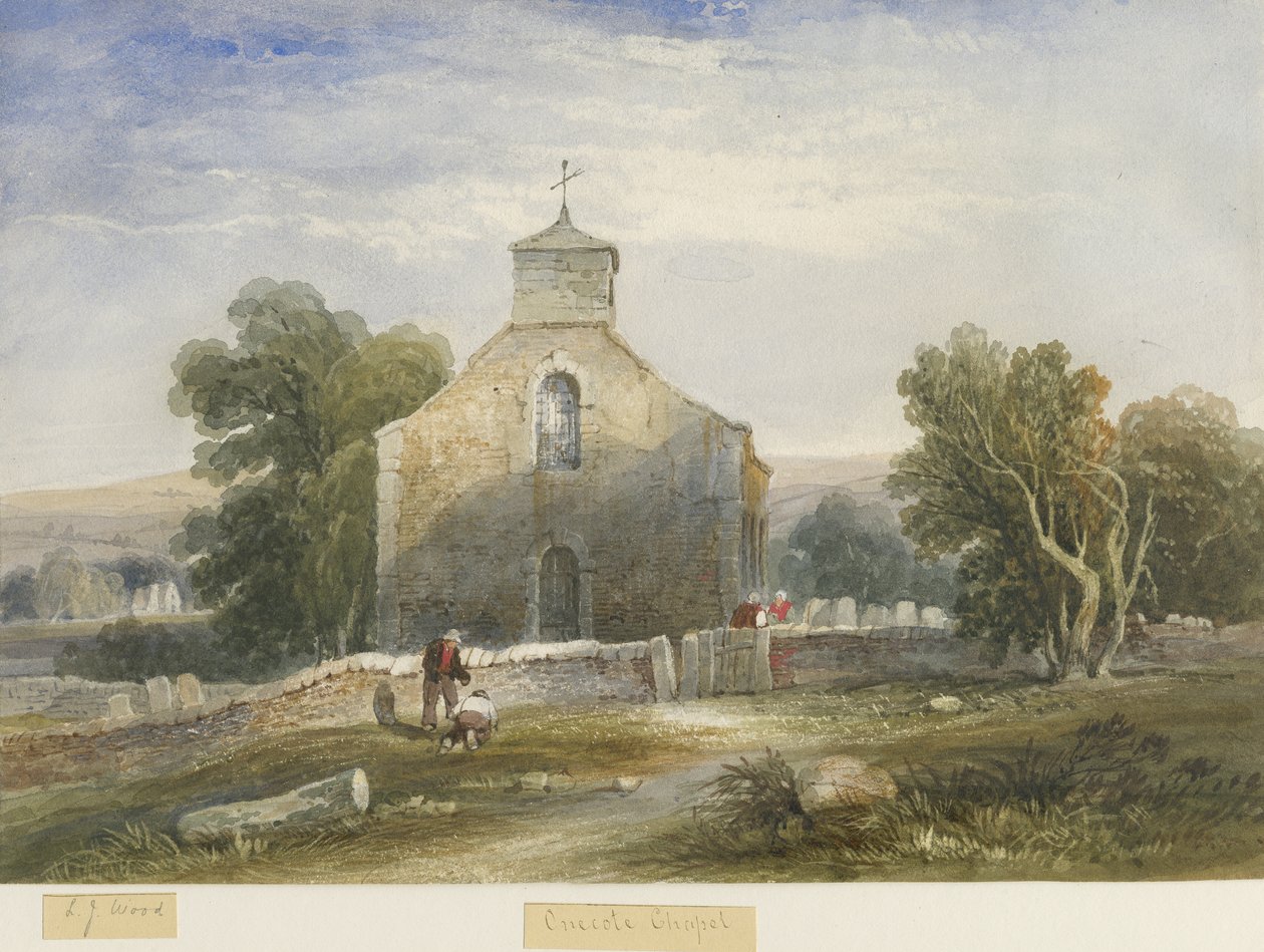 Onecote Church: Watercolor Painting, c.1830-1840 by Lewis John Wood