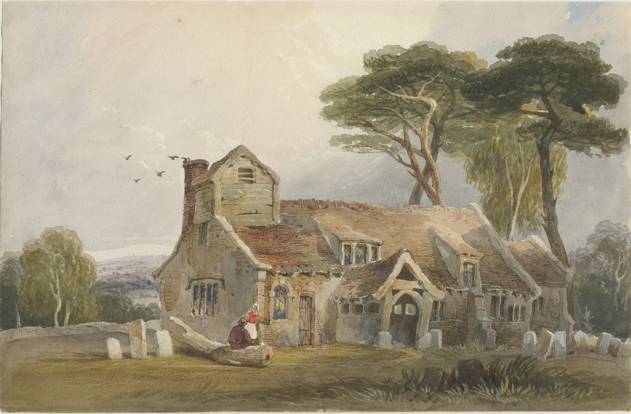 Rushton Spencer Church: Water Colour Painting by Lewis John Wood