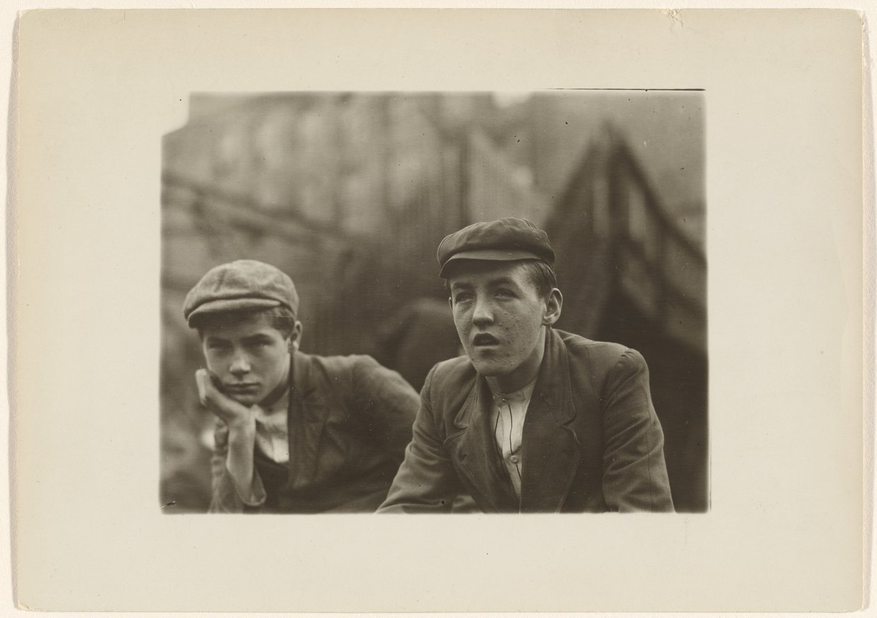 Two Boys in Coats and Caps, New Jersey by Lewis W. Hine