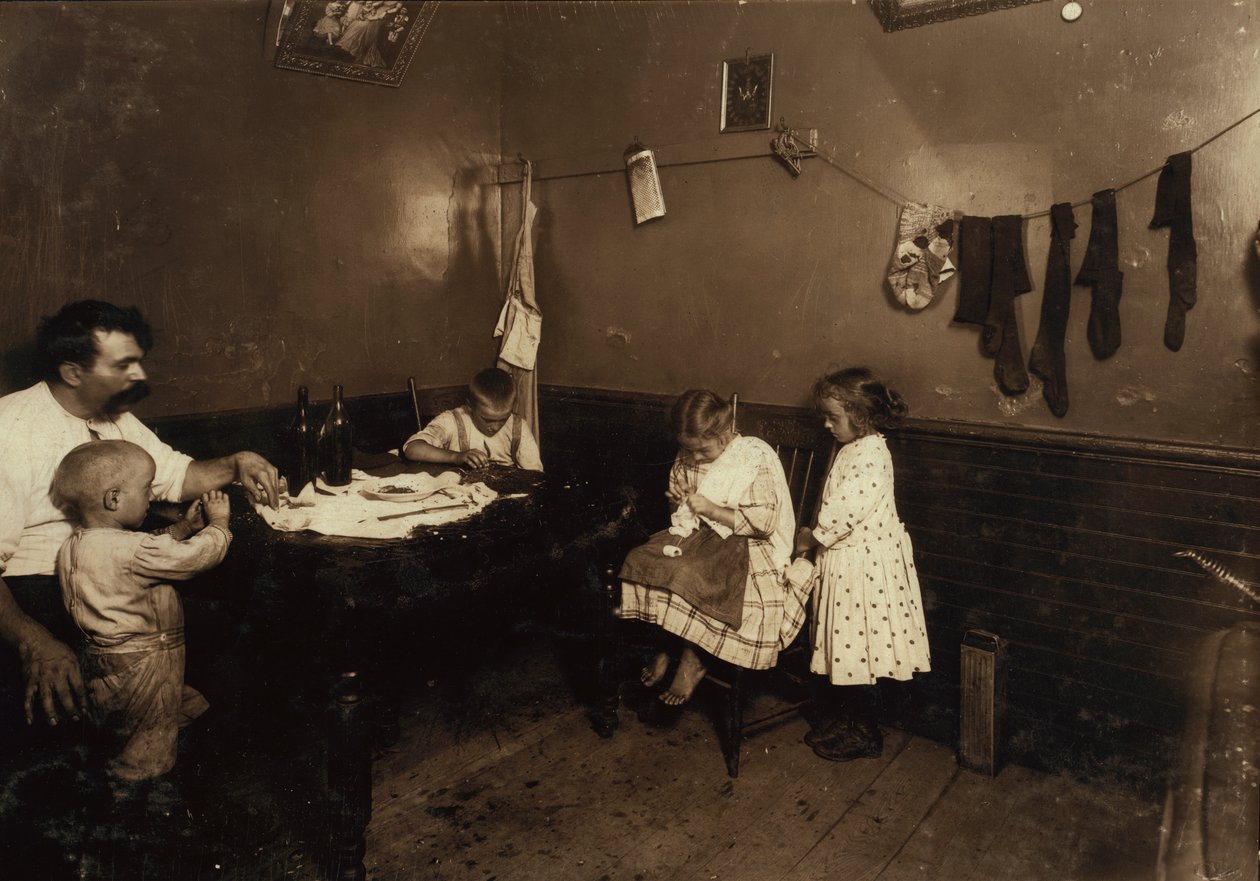 Annie Fedele Working on Crochet in Her Tenement Home, Sommerville, Massachusetts by Lewis Wickes Hine