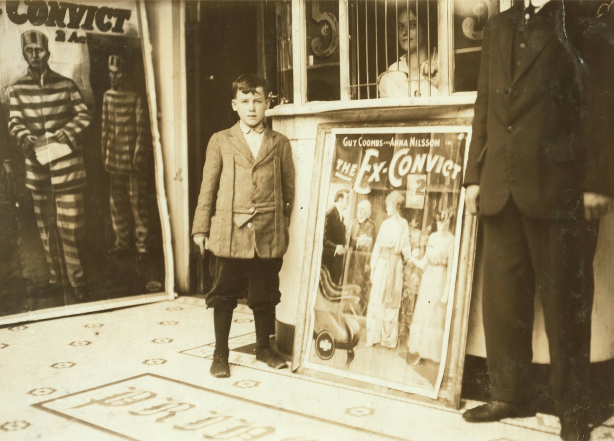 Brown McDowell, 12-Year-Old Usher in Princess Theatre by Lewis Wickes Hine