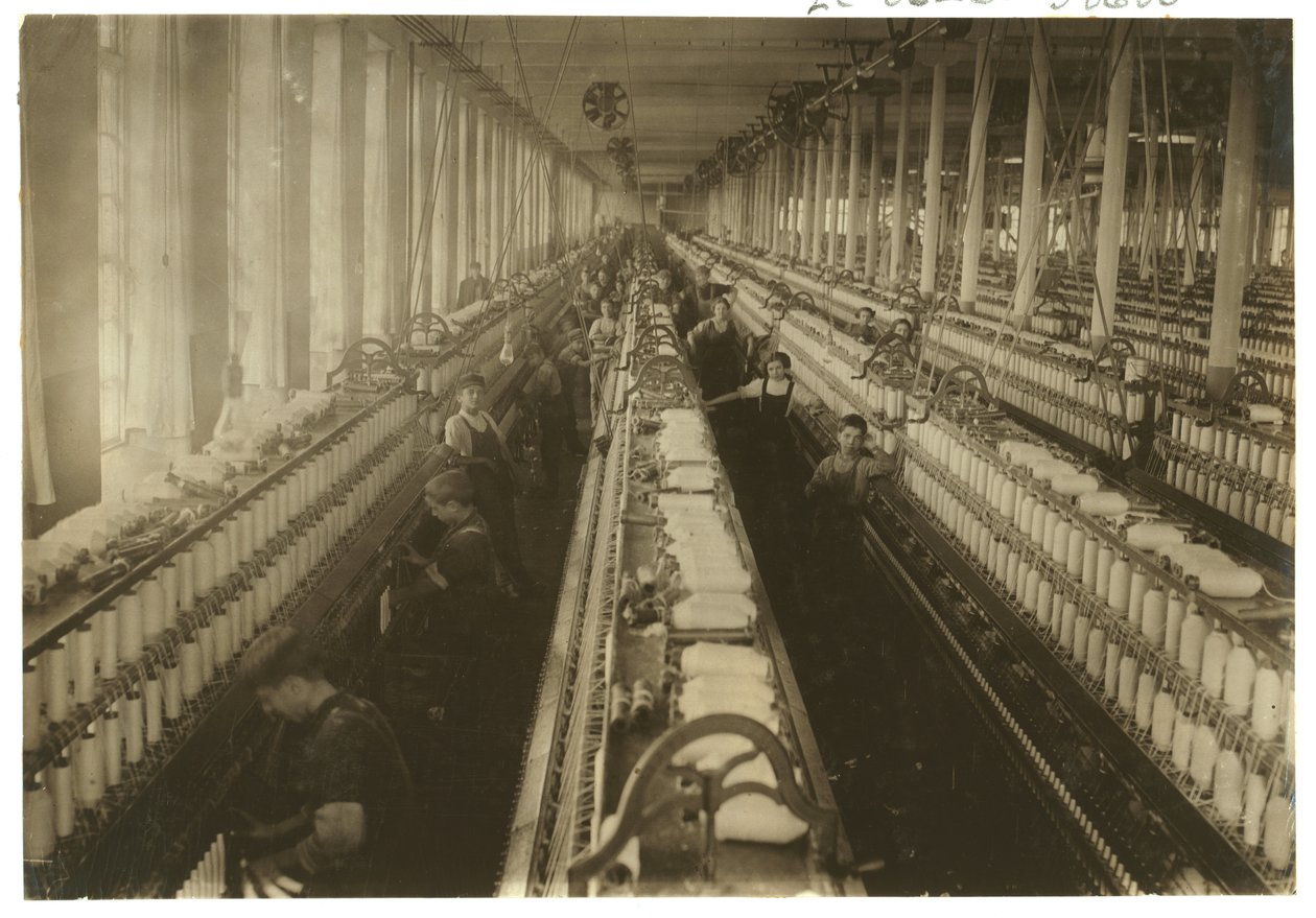 Children working in the spinning room at Cornell Mill, Fall River, Massachusetts, 1912 by Lewis Wickes Hine
