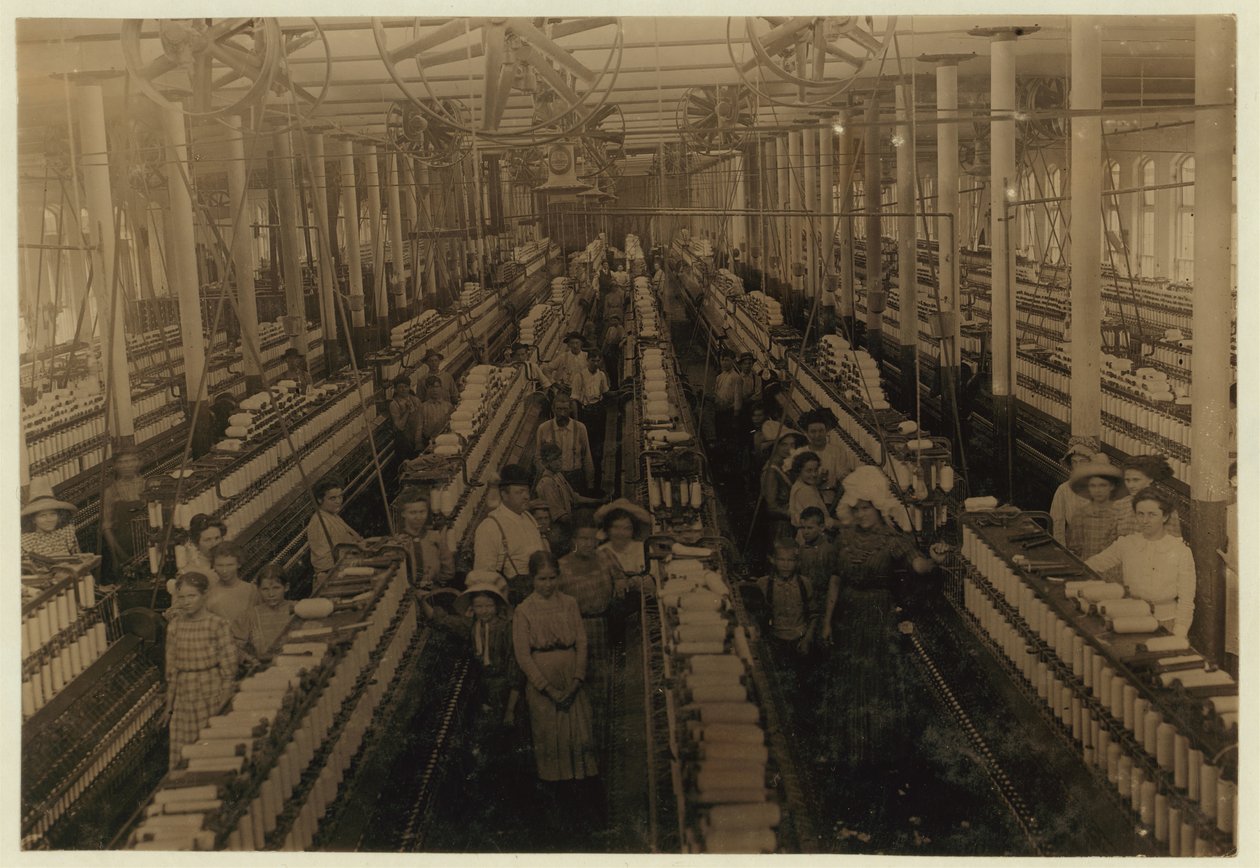 Children working in the spinning room at Magnolia Cotton Mills, Mississippi, 1911 by Lewis Wickes Hine