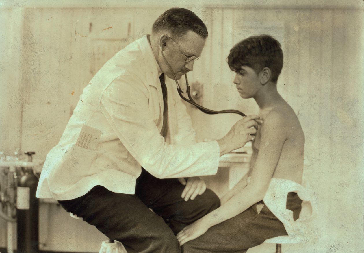 Doctor Examining Young Mill Worker, Cheney Silk Mills, South Manchester, Connecticut by Lewis Wickes Hine