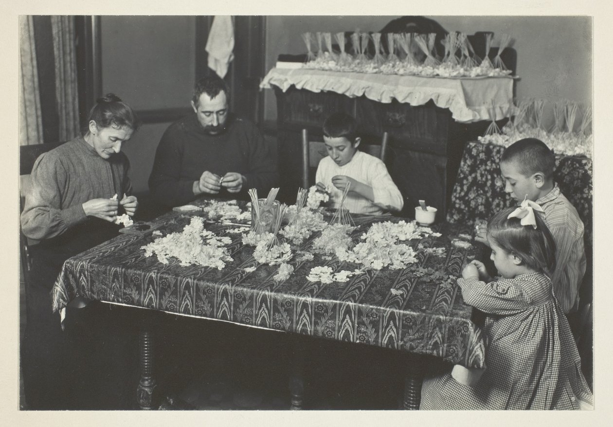 Family Making Flowers by Lewis Wickes Hine