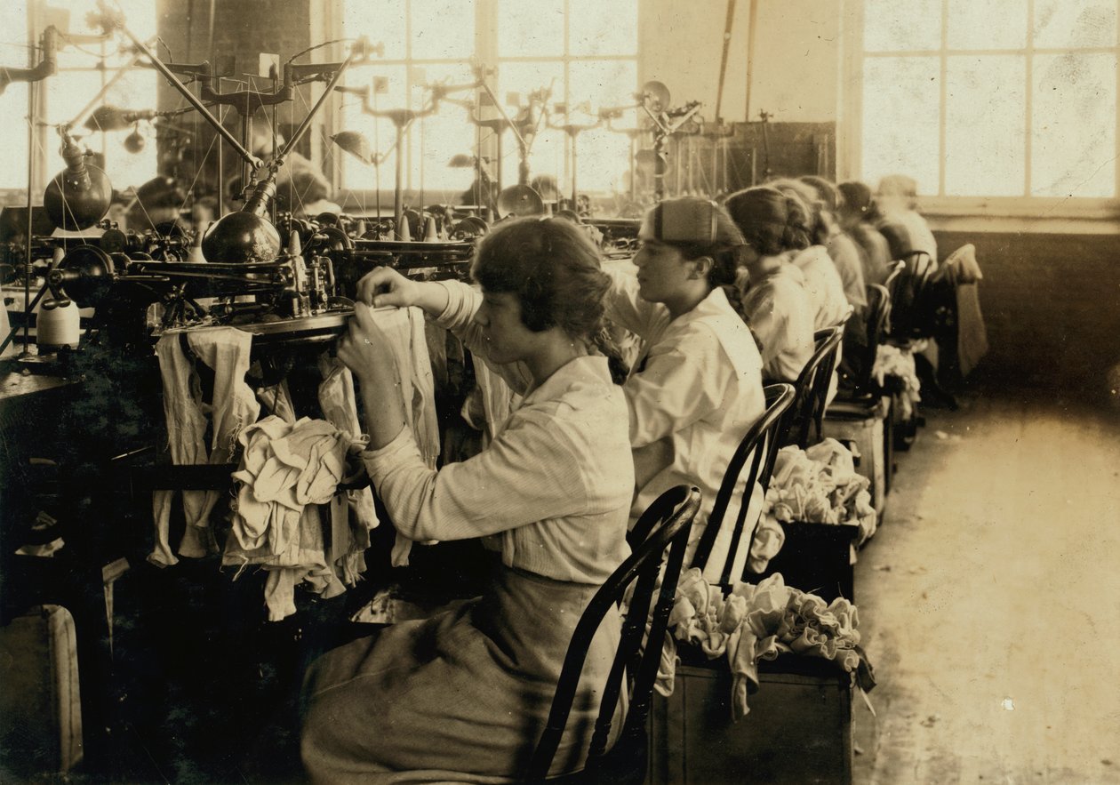 Girls Making Stockings in Ipswich Mills, Boston, Massachusetts by Lewis Wickes Hine