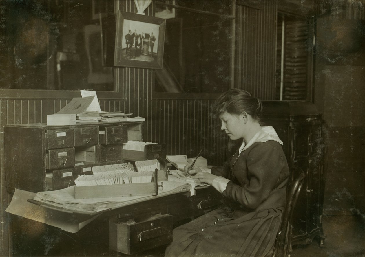 Malvina Amundsen, 15-Year-Old Office Girl at Eastern Talking Machine Co., Boston, Massachusetts by Lewis Wickes Hine