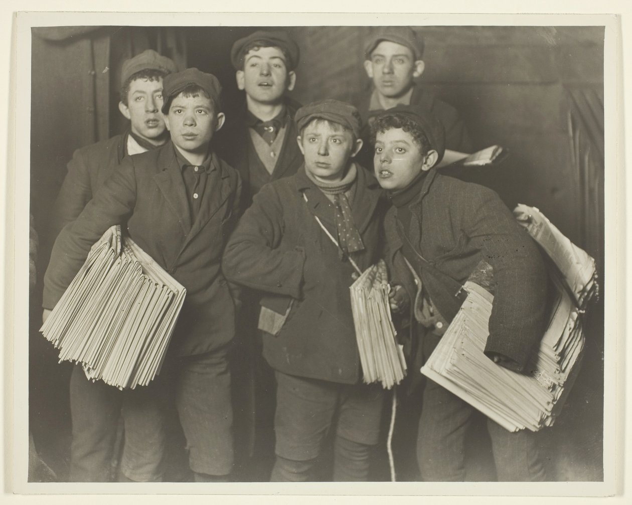 Newsboys, Brooklyn Bridge by Lewis Wickes Hine