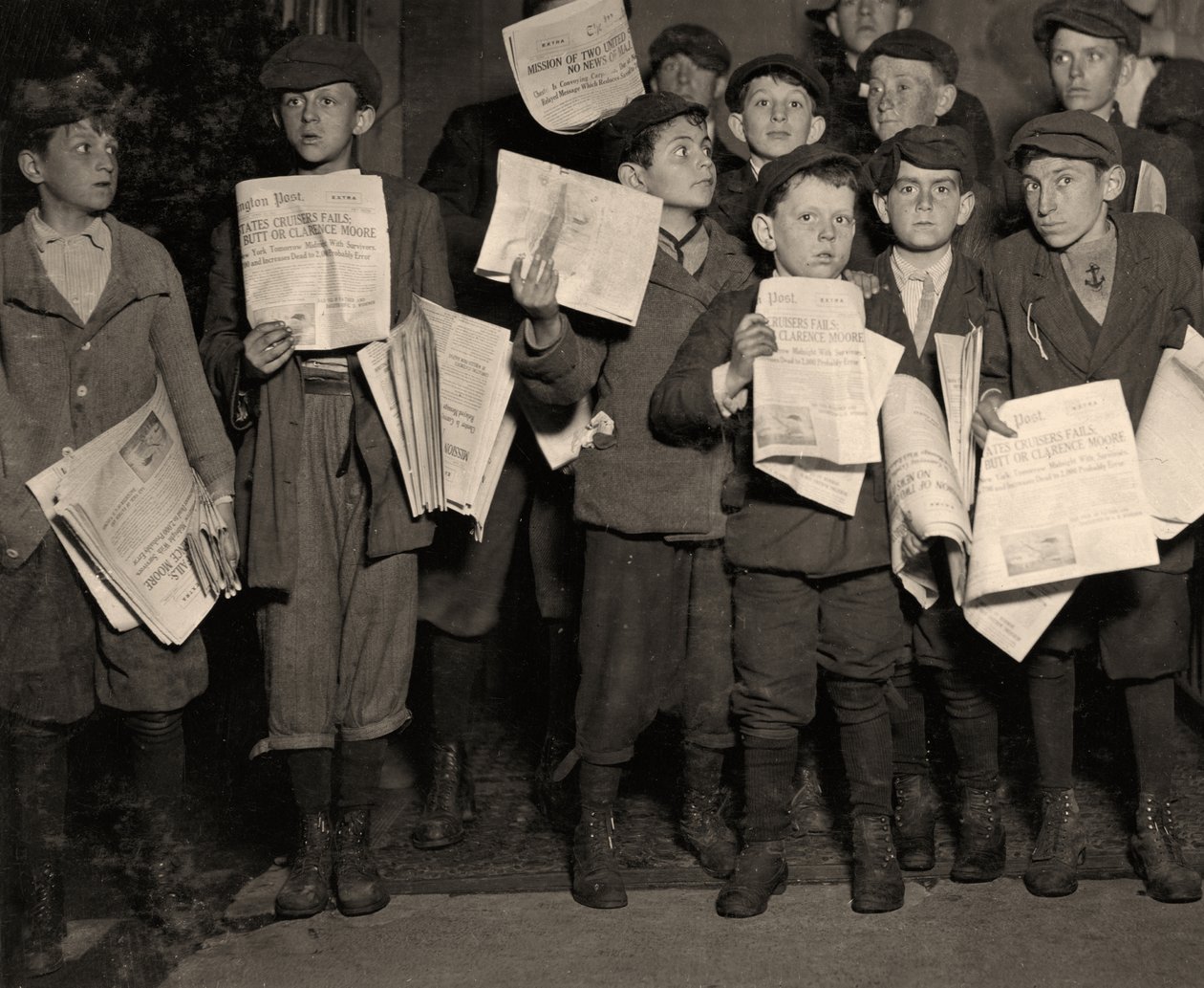 Newsboys After Midnight by Lewis Wickes Hine