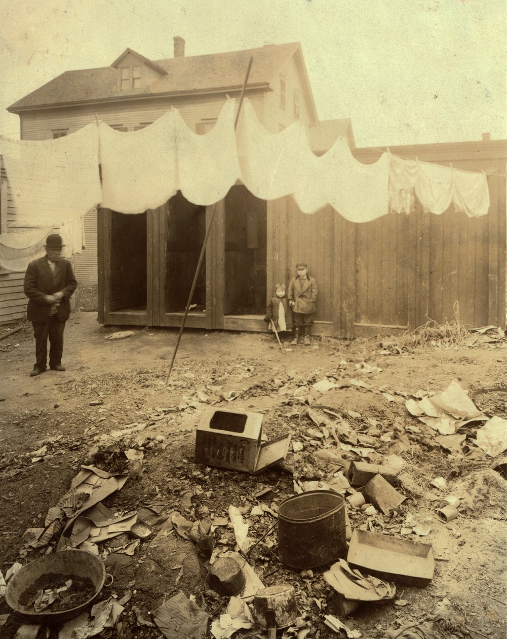 Outhouses in Backyard on Borden Street, Providence, Rhode Island by Lewis Wickes Hine