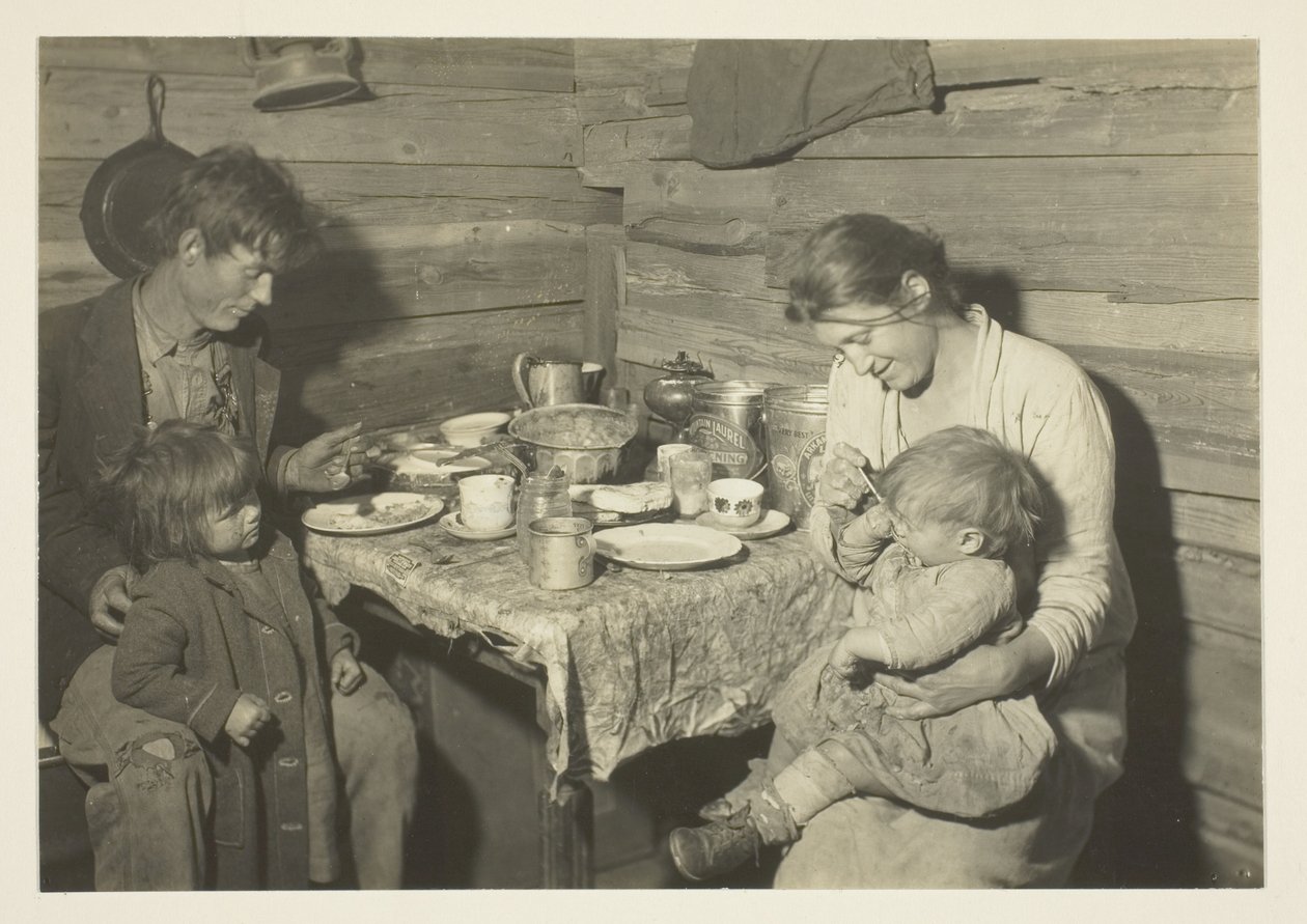 Poor Rural Family Living In A Smoke-House, Oklahoma, In Care Of Red Cross by Lewis Wickes Hine