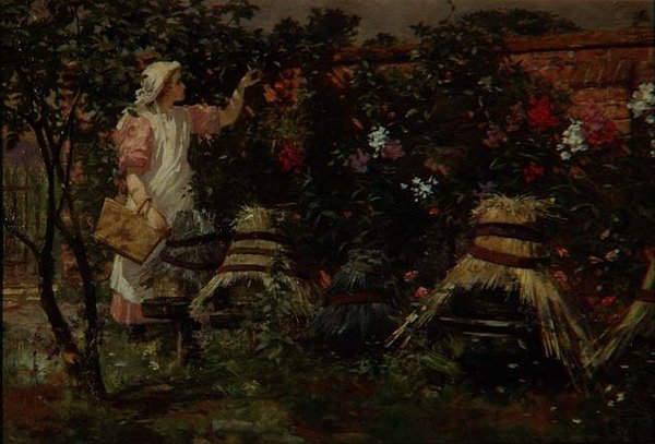 Girl and Bee Hives by Lexden L. Pocock