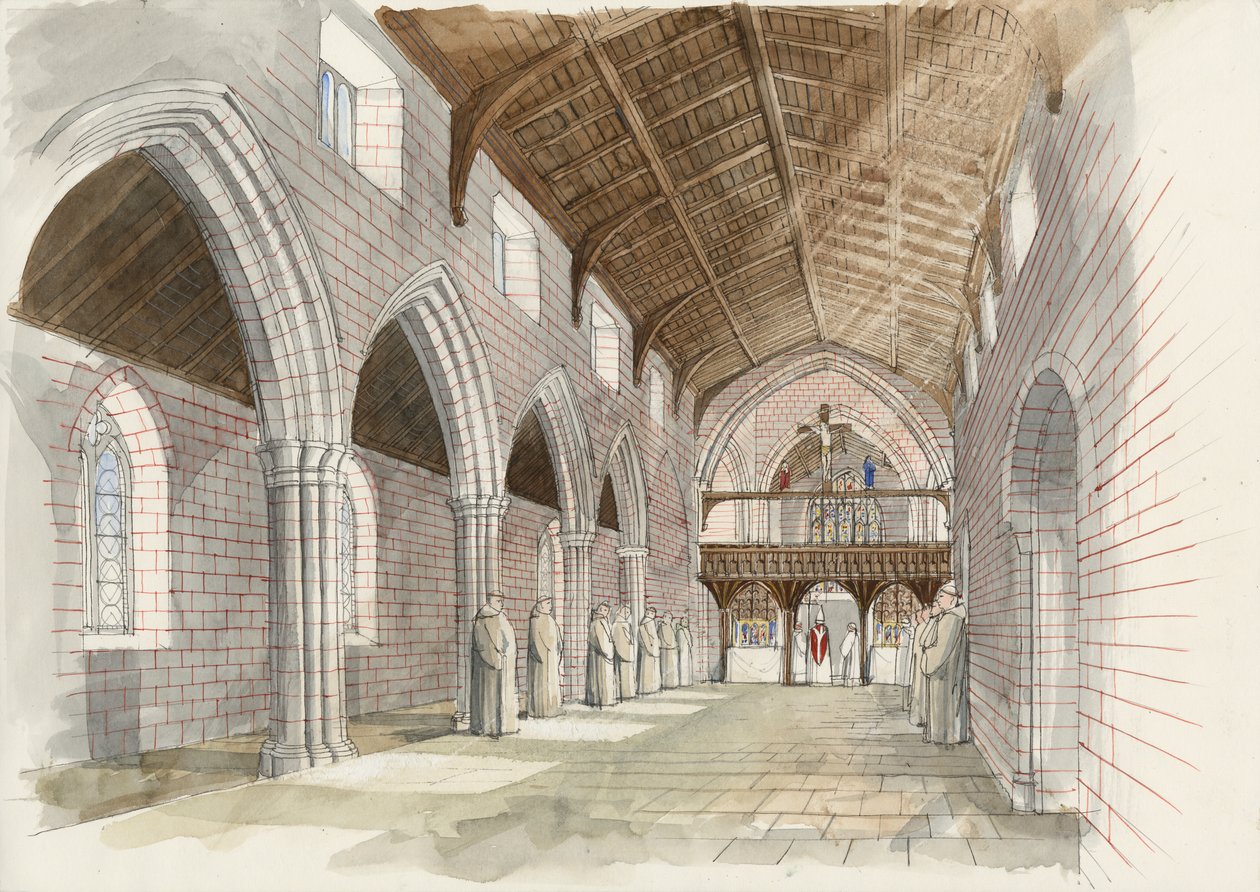 Reconstruction of the Abbey Church Nave at Shap Abbey c.1530 by Liam Wales